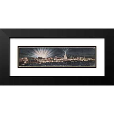 San Francisco-1915-Panorama City at Night Black Modern Wood Framed Art Print with Double Matting by Worlds Fair Posters