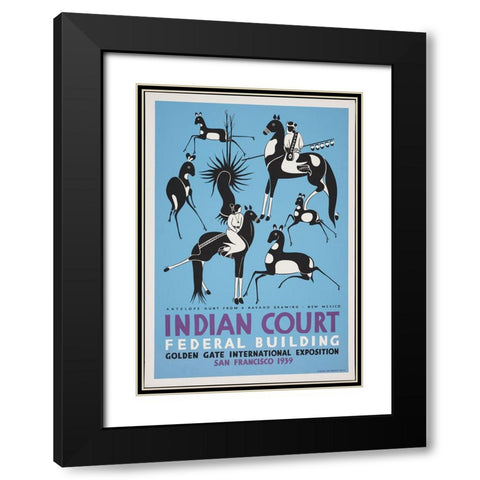 San Francisco-1939-Antelope Hunt Navaho-New Mexico Black Modern Wood Framed Art Print with Double Matting by Worlds Fair Posters