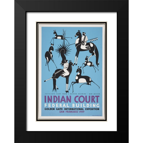 San Francisco-1939-Antelope Hunt Navaho-New Mexico Black Modern Wood Framed Art Print with Double Matting by Worlds Fair Posters