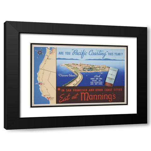 San Francisco-1939-Pacific Coasting Black Modern Wood Framed Art Print with Double Matting by Worlds Fair Posters