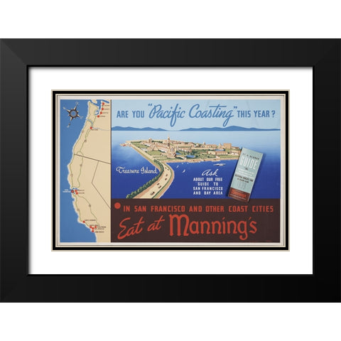 San Francisco-1939-Pacific Coasting Black Modern Wood Framed Art Print with Double Matting by Worlds Fair Posters