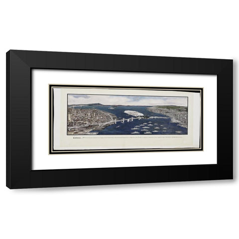San Francisco-1939-Panorama Bay Bridge Black Modern Wood Framed Art Print with Double Matting by Worlds Fair Posters