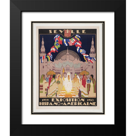 Seville Hispani-Americaine-1930 Black Modern Wood Framed Art Print with Double Matting by Worlds Fair Posters