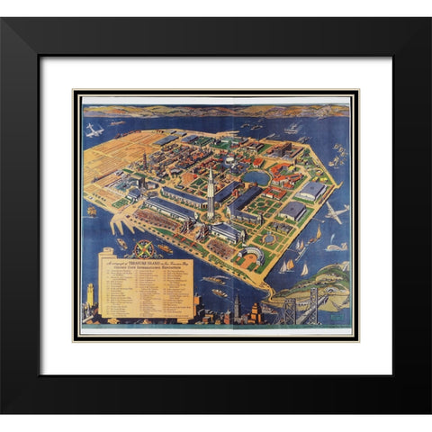 Treasure Island SF Black Modern Wood Framed Art Print with Double Matting by Worlds Fair Posters