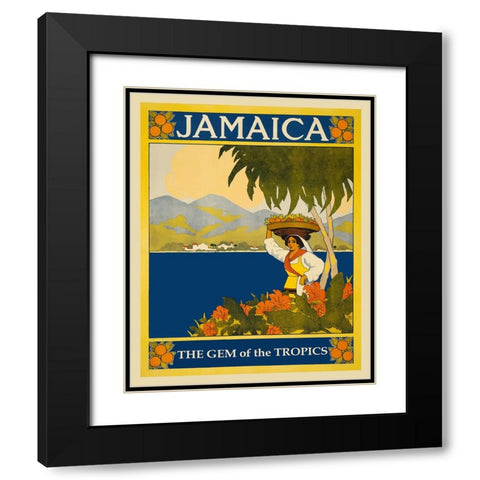 Jamaica Travel Poster Black Modern Wood Framed Art Print with Double Matting by Vintage Travel Posters