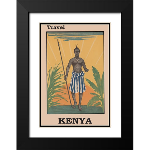 Kenya Africa Travel Poster Black Modern Wood Framed Art Print with Double Matting by Vintage Travel Posters