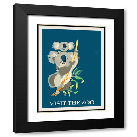 Koala Bear Zoo Black Modern Wood Framed Art Print with Double Matting by Vintage Travel Posters