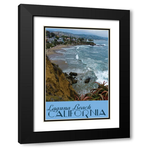 Laguna Beach Travel Poster Black Modern Wood Framed Art Print with Double Matting by Vintage Travel Posters