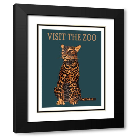 Leopard Zoo Black Modern Wood Framed Art Print with Double Matting by Vintage Travel Posters