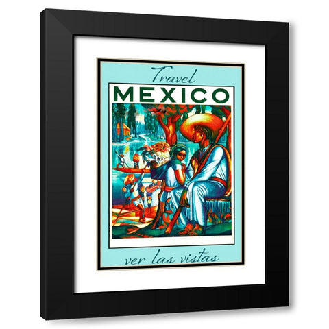 Mexico Travel Poster Black Modern Wood Framed Art Print with Double Matting by Vintage Travel Posters