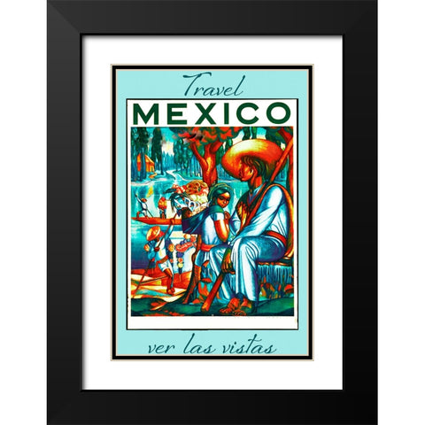 Mexico Travel Poster Black Modern Wood Framed Art Print with Double Matting by Vintage Travel Posters