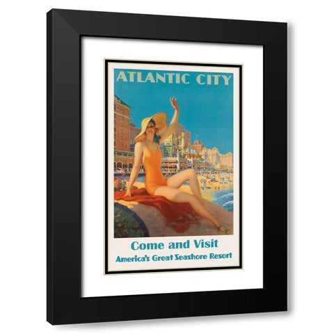 New Jersey Travel Poster Black Modern Wood Framed Art Print with Double Matting by Vintage Travel Posters