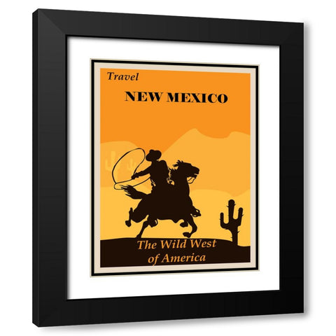 New Mexico Travel Poster Black Modern Wood Framed Art Print with Double Matting by Vintage Travel Posters