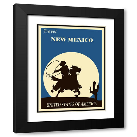 New Mexico Travel Poster Black Modern Wood Framed Art Print with Double Matting by Vintage Travel Posters