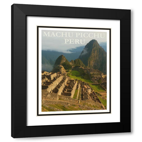 Machu Picchu Peru Travel Poster Black Modern Wood Framed Art Print with Double Matting by Vintage Travel Posters
