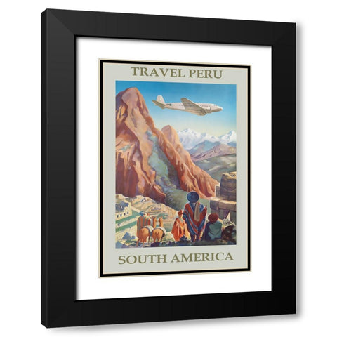 Peru Travel Poster Black Modern Wood Framed Art Print with Double Matting by Vintage Travel Posters
