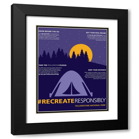 Recreate Responsibly Camping Poster Black Modern Wood Framed Art Print with Double Matting by Vintage Travel Posters