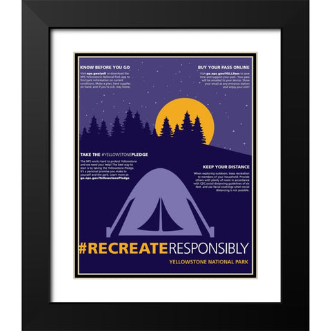 Recreate Responsibly Camping Poster Black Modern Wood Framed Art Print with Double Matting by Vintage Travel Posters