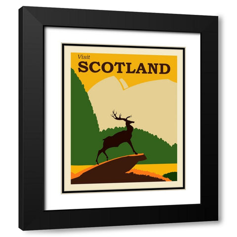 Scotland Travel Poster Black Modern Wood Framed Art Print with Double Matting by Vintage Travel Posters