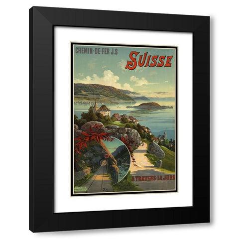 Switzerland Travel Black Modern Wood Framed Art Print with Double Matting by Vintage Travel Posters