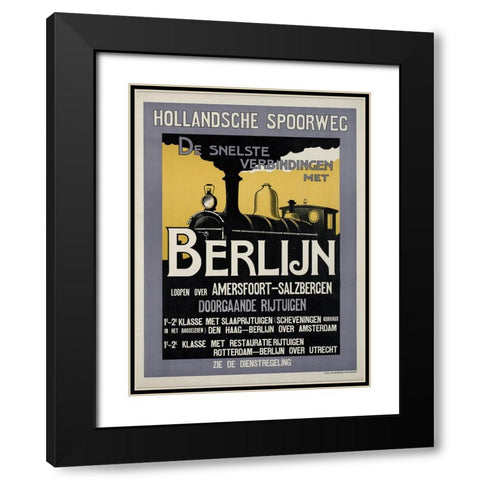 Train Travel Vintage Poster Black Modern Wood Framed Art Print with Double Matting by Vintage Travel Posters