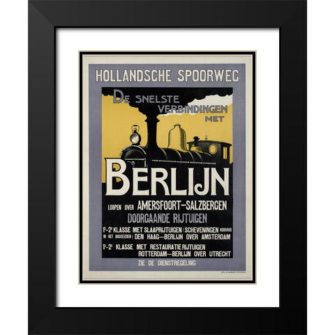Train Travel Vintage Poster Black Modern Wood Framed Art Print with Double Matting by Vintage Travel Posters