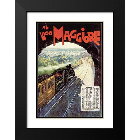 Train Travel Vintage Poster Black Modern Wood Framed Art Print with Double Matting by Vintage Travel Posters