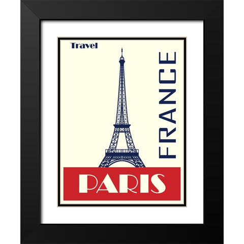 Travel Paris France Poster Black Modern Wood Framed Art Print with Double Matting by Vintage Travel Posters