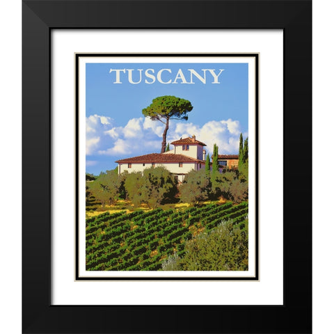 Tuscany Italy Poster Black Modern Wood Framed Art Print with Double Matting by Vintage Travel Posters