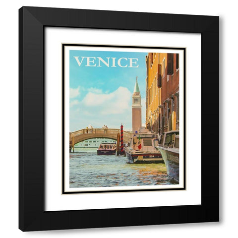 Venice Italy Poster Black Modern Wood Framed Art Print with Double Matting by Vintage Travel Posters