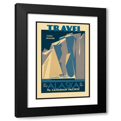 Alaska Vintage Travel Poster Black Modern Wood Framed Art Print with Double Matting by Vintage Travel Posters