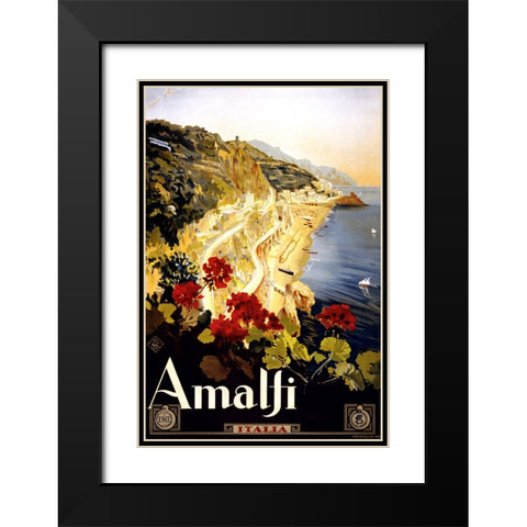 Amalfi Vintage Travel Poster Black Modern Wood Framed Art Print with Double Matting by Vintage Travel Posters