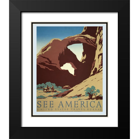 America Vintage Travel Poster Black Modern Wood Framed Art Print with Double Matting by Vintage Travel Posters