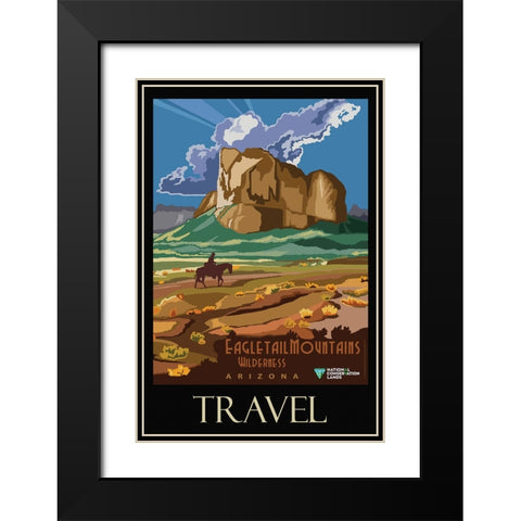 Arizona Eagle Tail Mountains Poster Black Modern Wood Framed Art Print with Double Matting by Vintage Travel Posters