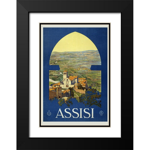 Assisi Vintage Travel Poster Black Modern Wood Framed Art Print with Double Matting by Vintage Travel Posters