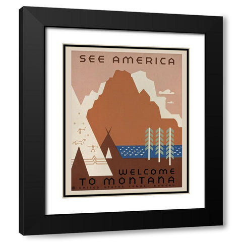 Vintage Montana Black Modern Wood Framed Art Print with Double Matting by Vintage Travel Posters