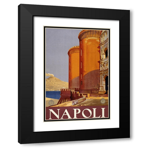 Vintage Napoli Poster Black Modern Wood Framed Art Print with Double Matting by Vintage Travel Posters