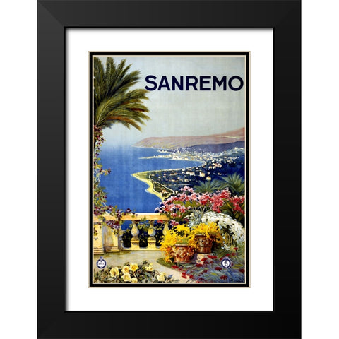 Vintage Sanremo Poster Black Modern Wood Framed Art Print with Double Matting by Vintage Travel Posters