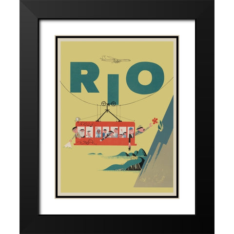 Rio Brazil Vintage Travel Poster Black Modern Wood Framed Art Print with Double Matting by Vintage Travel Posters