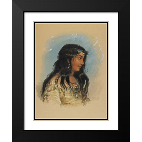 A Young Woman of the Flat Head Tribe Black Modern Wood Framed Art Print with Double Matting by Miller, Alfred Jacob
