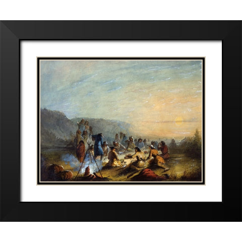 Breakfast at Sunrise Black Modern Wood Framed Art Print with Double Matting by Miller, Alfred Jacob