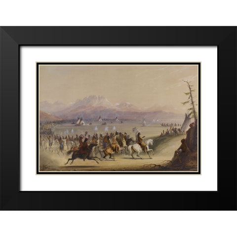 Cavalcade Black Modern Wood Framed Art Print with Double Matting by Miller, Alfred Jacob