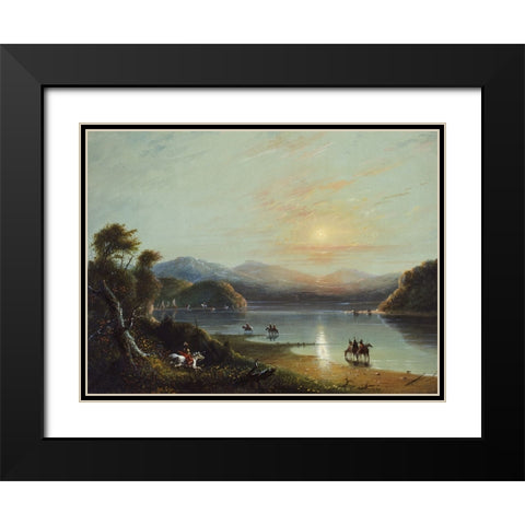 Green River Black Modern Wood Framed Art Print with Double Matting by Miller, Alfred Jacob