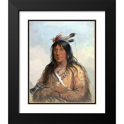 Head of Matau Tathonca, Bull Bear, an Ogillalah Black Modern Wood Framed Art Print with Double Matting by Miller, Alfred Jacob