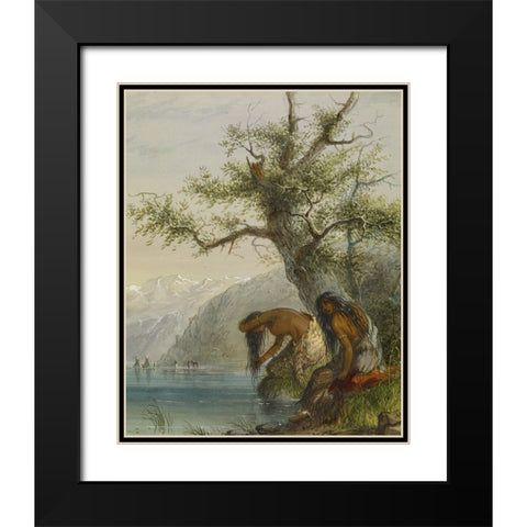 Indian Toilet Black Modern Wood Framed Art Print with Double Matting by Miller, Alfred Jacob