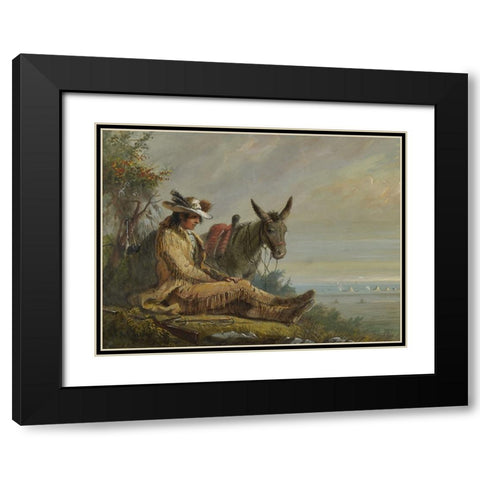 Pierre Black Modern Wood Framed Art Print with Double Matting by Miller, Alfred Jacob