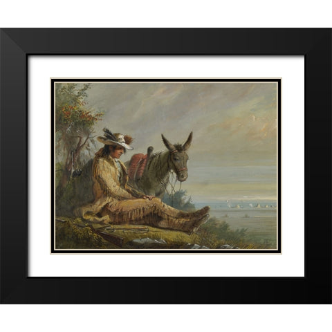 Pierre Black Modern Wood Framed Art Print with Double Matting by Miller, Alfred Jacob