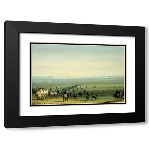 Prairie Scene, Mirage Black Modern Wood Framed Art Print with Double Matting by Miller, Alfred Jacob