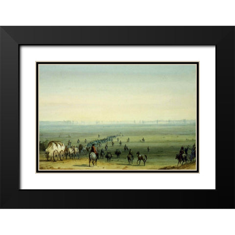 Prairie Scene, Mirage Black Modern Wood Framed Art Print with Double Matting by Miller, Alfred Jacob