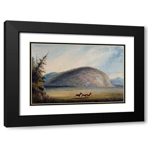 Rock of Independence Black Modern Wood Framed Art Print with Double Matting by Miller, Alfred Jacob